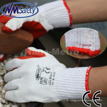 NMsafey 7g rot laminierte Latex Polycotton Sicherheitshandschuhe Gummihandschuhe guten Griff